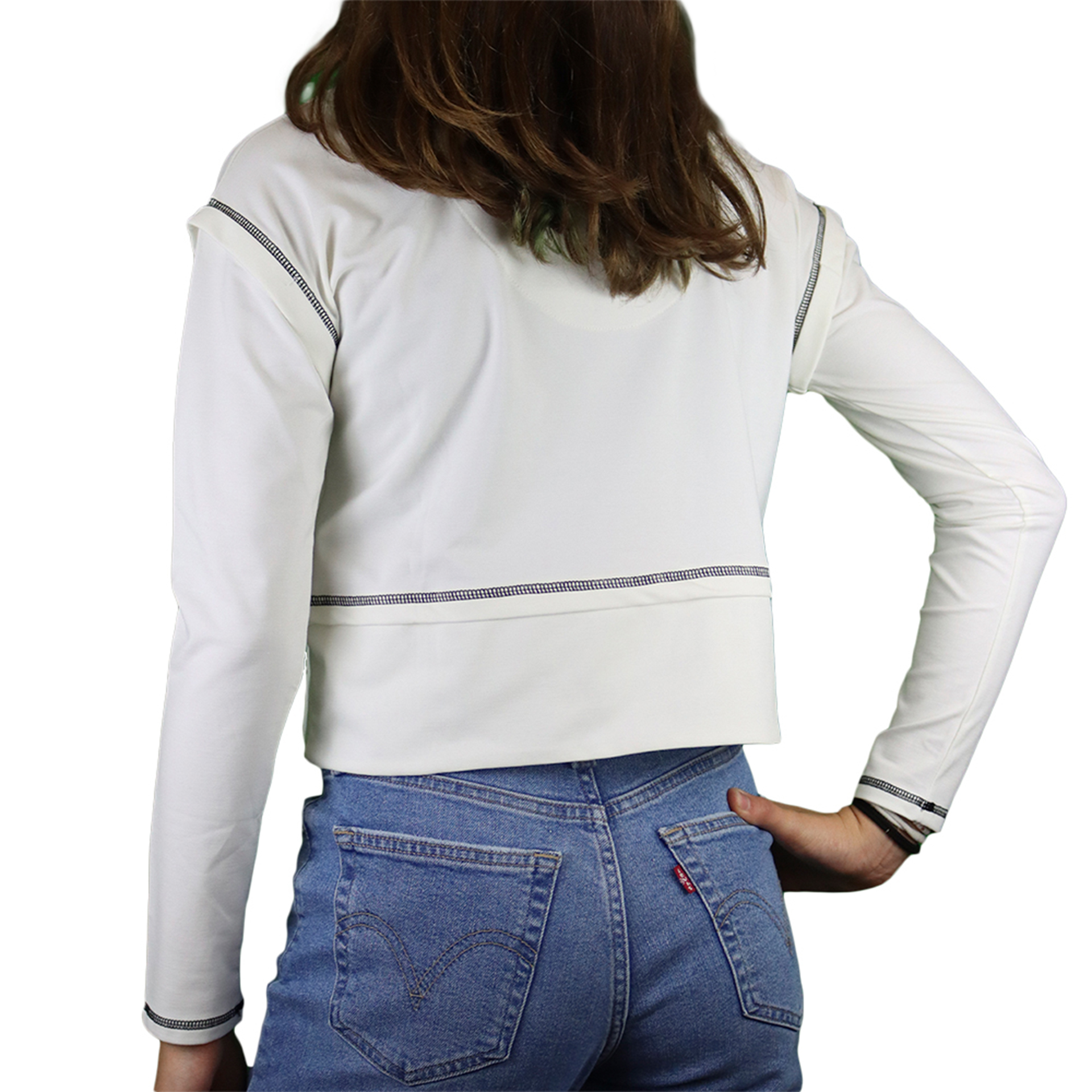 Kendall+kylie Longsleeve Cropedd Logo Whit