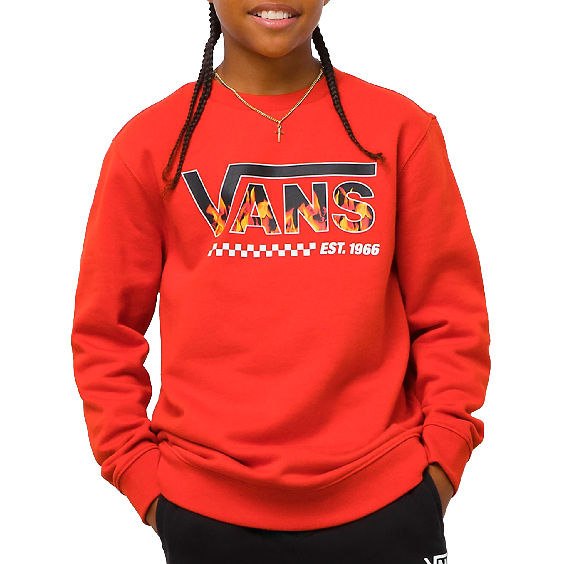 Vans Sweat Digi Flame Crew Dgfl Dkred