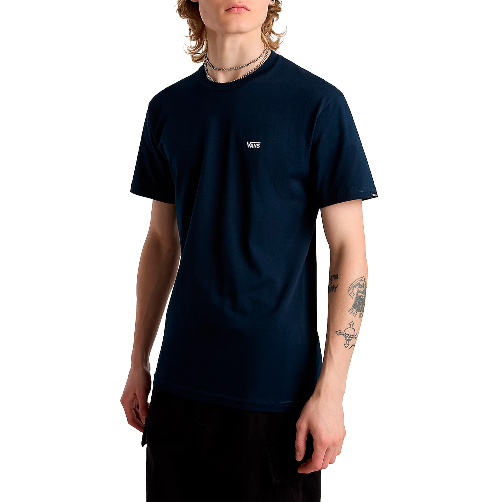Vans T-shirt Left Chest Logo Navy White