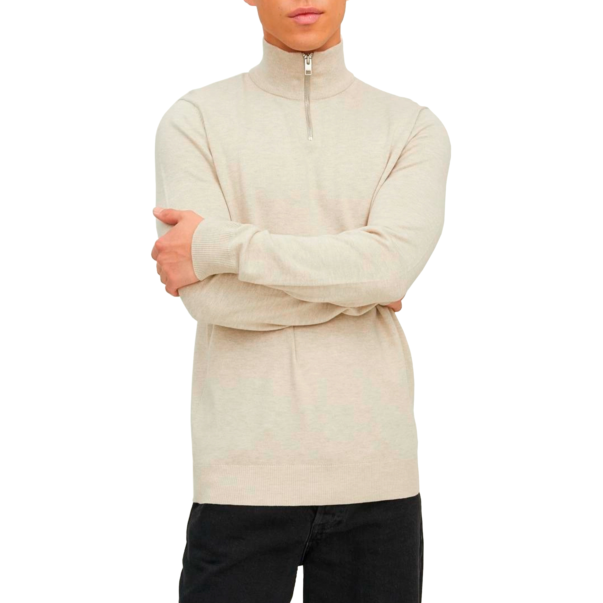 Jack & Jones Jjeemil Knit Half Zip Noos Oatmeal