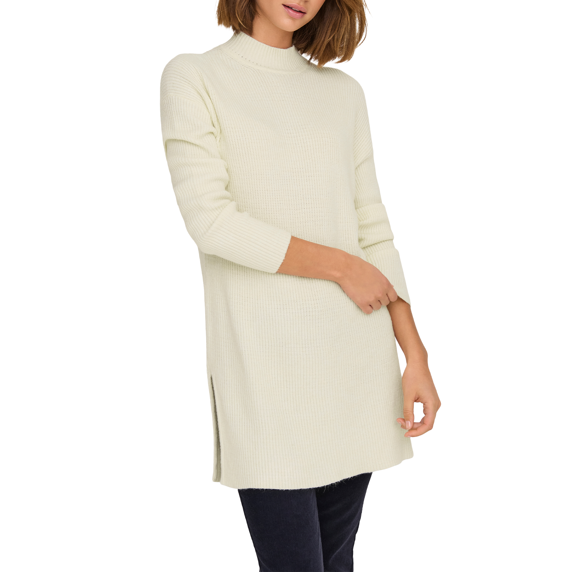 Only Onlkatia Ls Loose Rib High-neck Cc Knt Whitecapgray