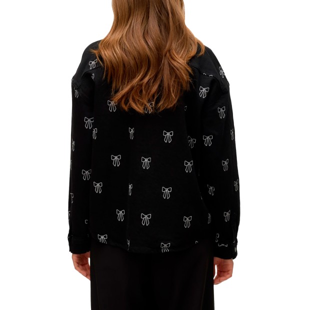 Vero Mod Vmhayden Ls Oversized Bow Emd Shirt Blackdenim