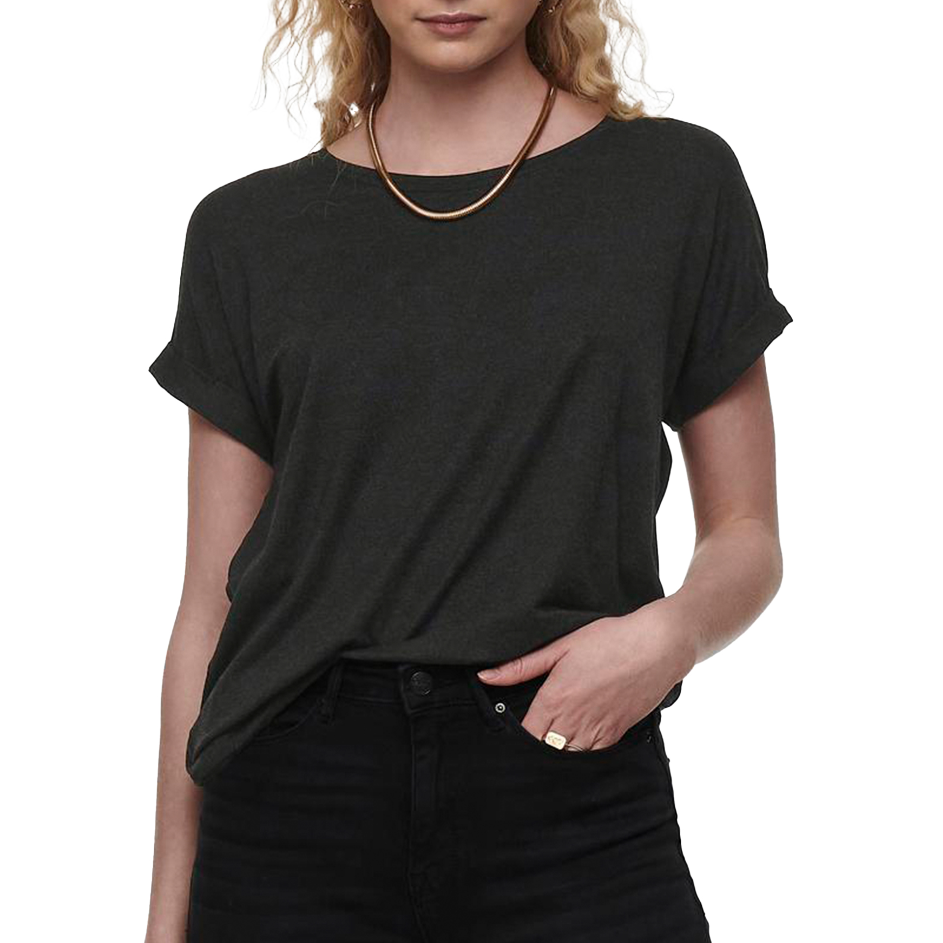 Only Onlmoster S/s O-neck Top Noos Jrs Darkgreymelange