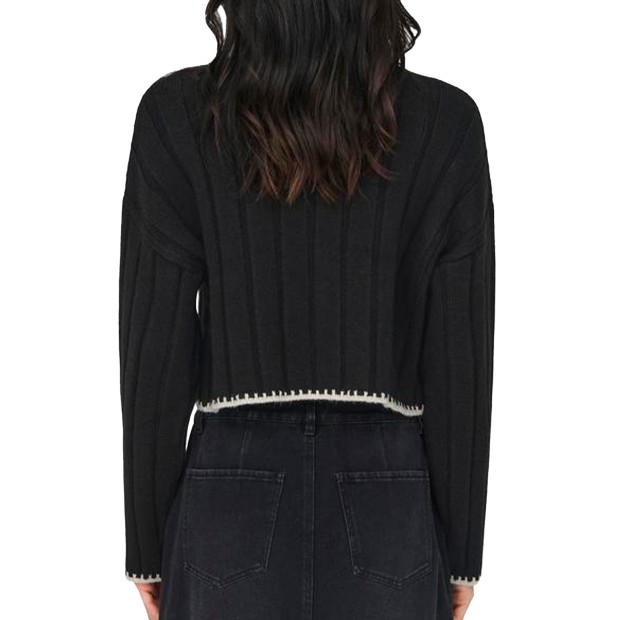 Camisola Only Onlchick Stitch Ls Highneck Knt Noos Black