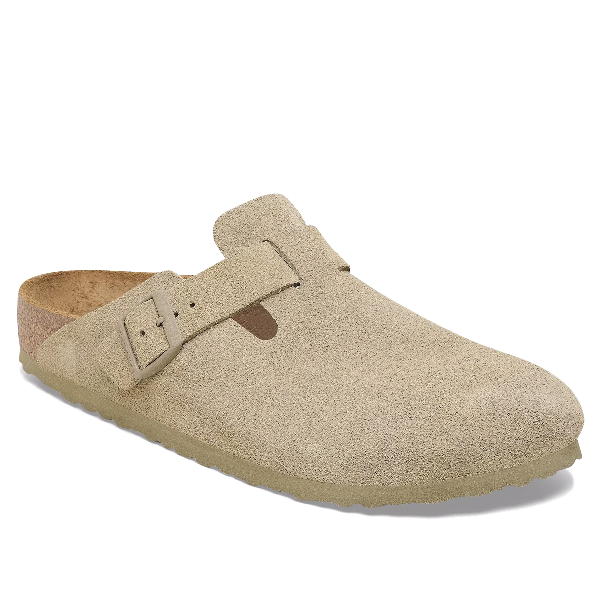Birkenstock Boston Suede Leather Faded Khaki