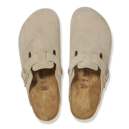 Birkenstock Boston Suede Leather Narrow Faded Khaki