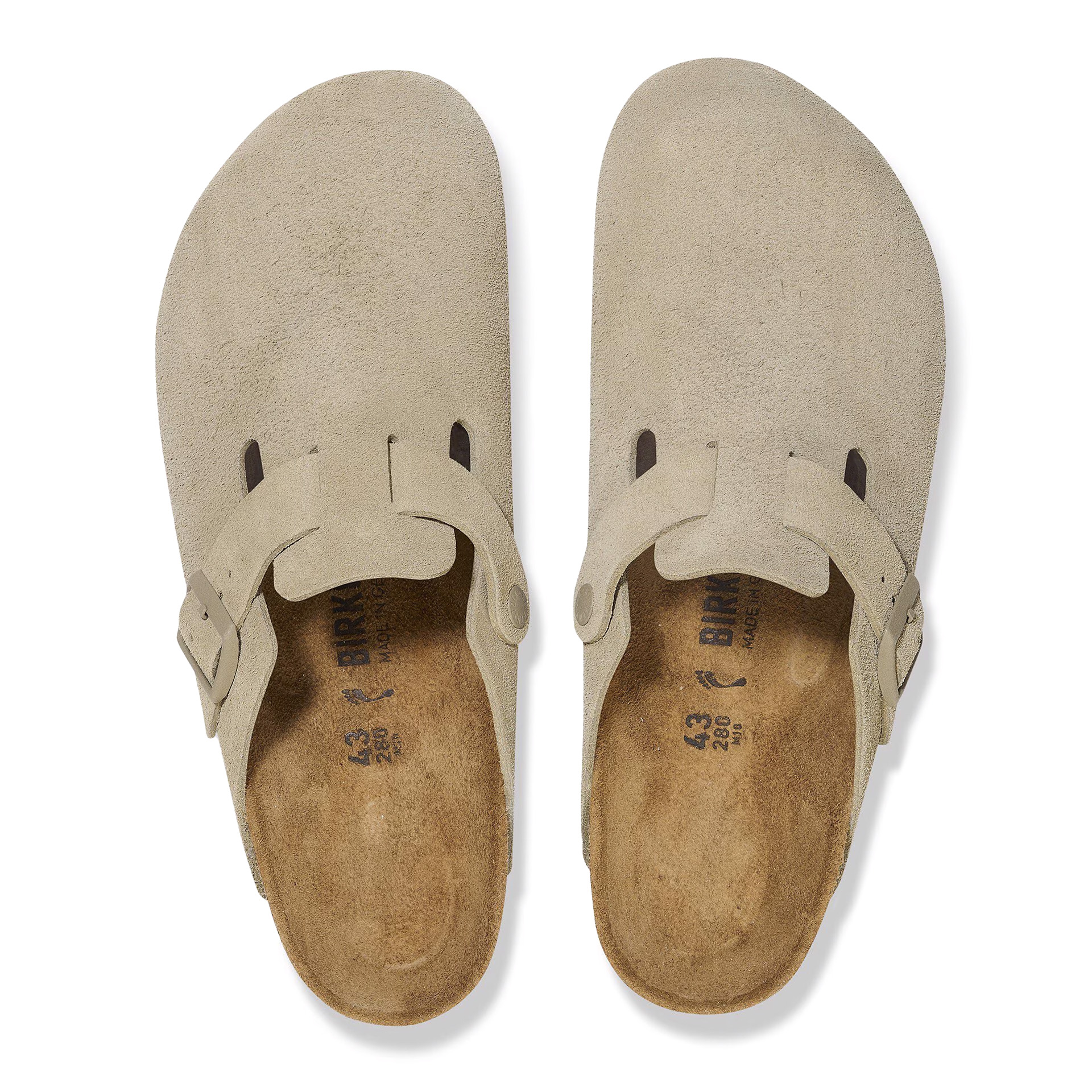 Birkenstock Boston Suede Leather Narrow Faded Khaki