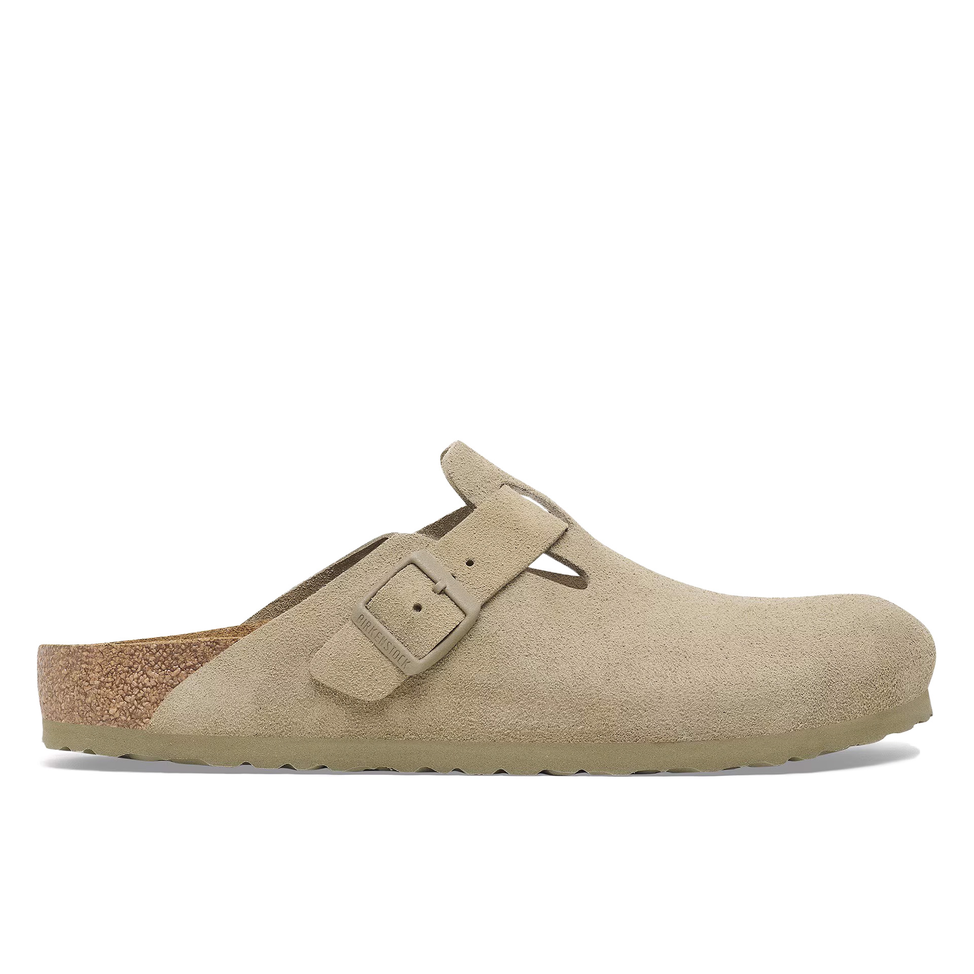 Birkenstock Boston Suede Leather Narrow Faded Khaki