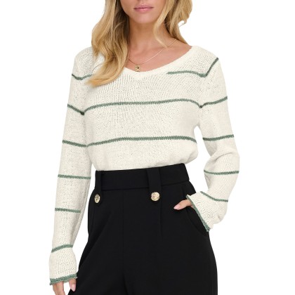 Only Onlgeena L/s V-neck Knt Noos Clouddancer