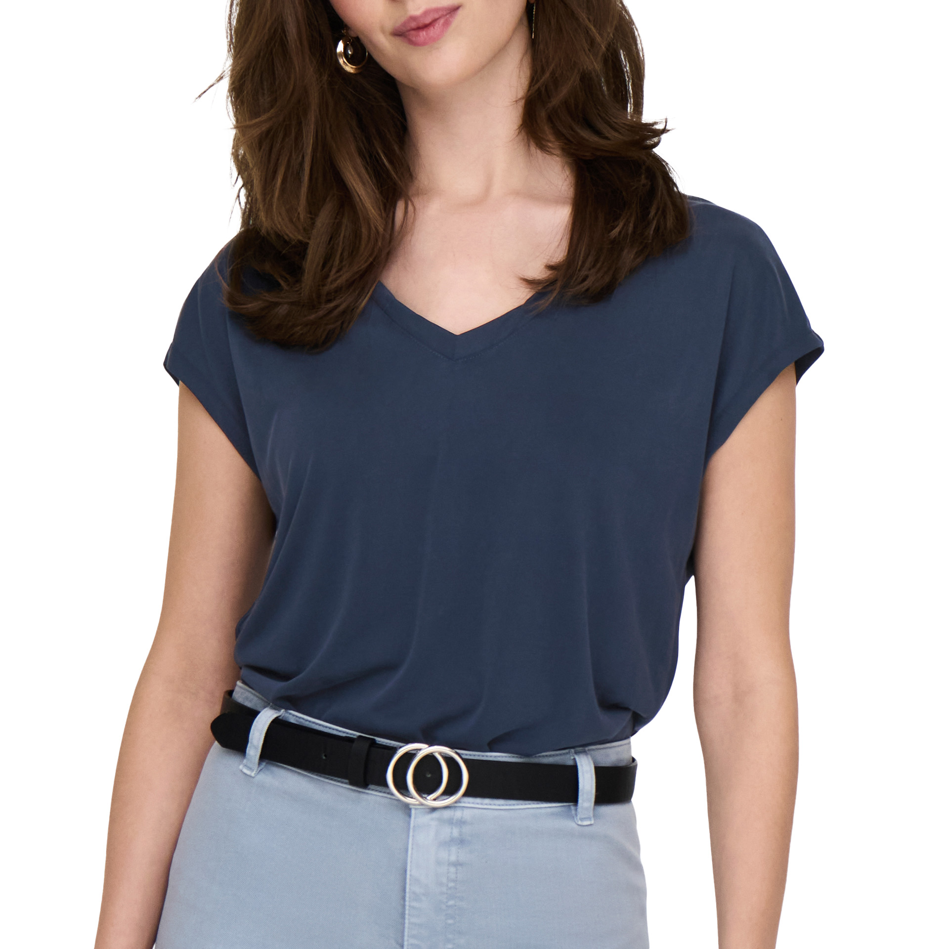 Only Onlhannah S/s V-neck Top Cc Jrs Navy Blazer