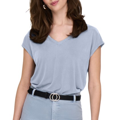 Only Onlhannah S/s V-neck Top Cc Jrs Soft Chambray
