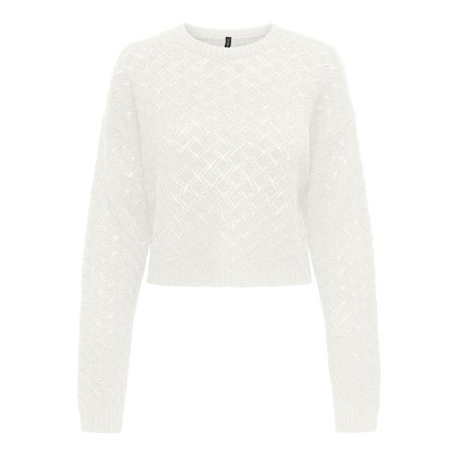 Only Onlmiami Ls O-neck Cropped Cc Knt Cloud Dancer