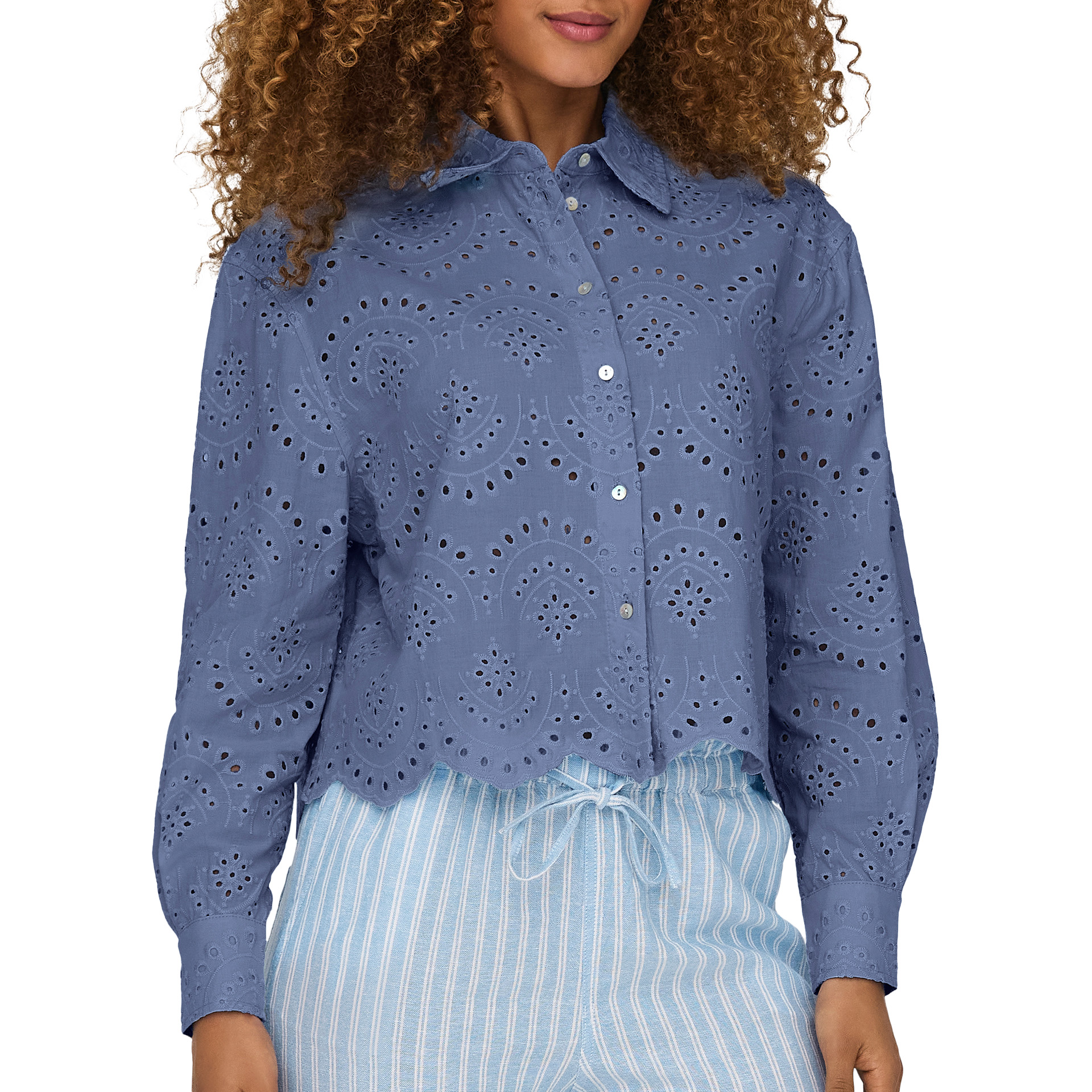 Only Onlvalais L/s Shirt Wvn Noos Blue Indigo