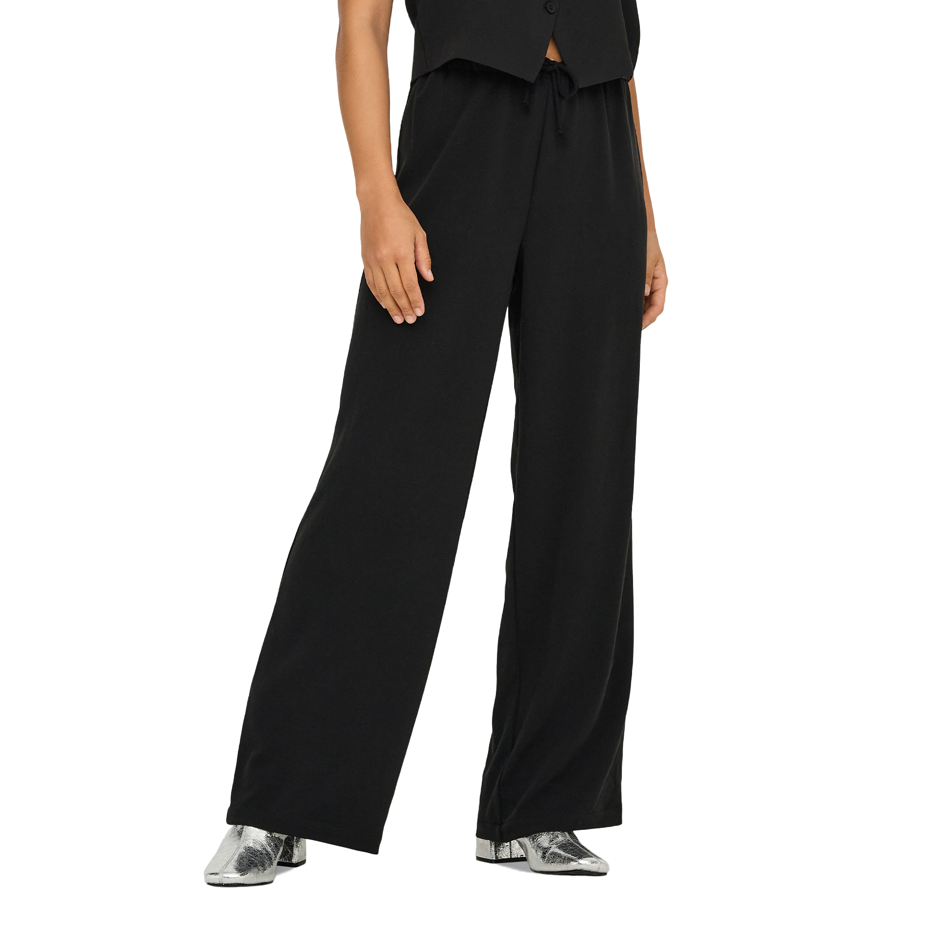 Only Onlthana Life Lw Wide Casual Pant Cc Tlr Black