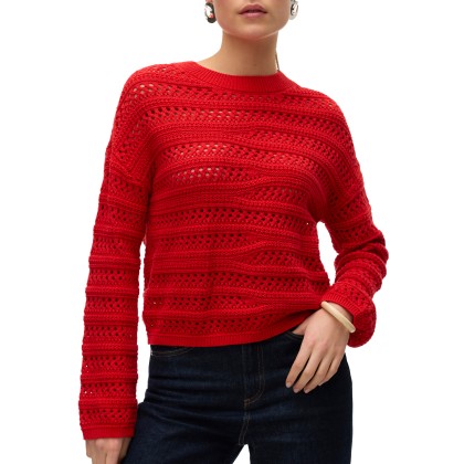 Vero Moda Vmlilja Ls O-neck Pullover Ga Fiery Red