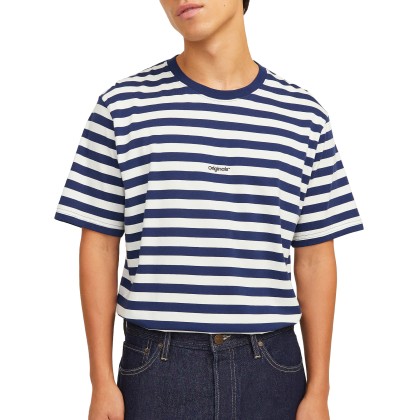 Jack & Jones Jorvesterbro Newton Stripe Tee Ss Cn Ocean Cavern