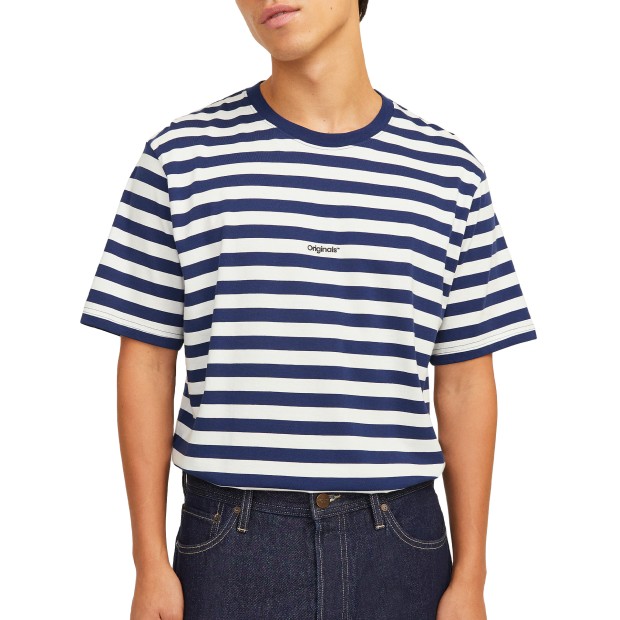 Jack & Jones Jorvesterbro Newton Stripe Tee Ss Cn Ocean Cavern