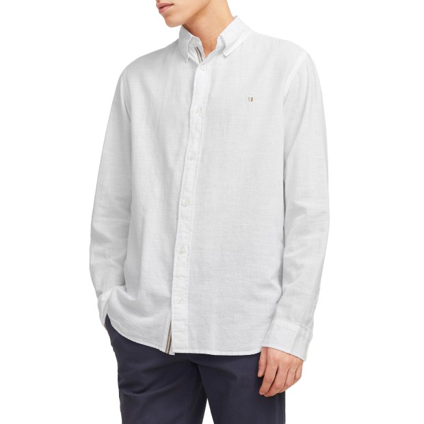 Jack & Jones Jprblusummer Shield L/s Shirt Ln Bright White
