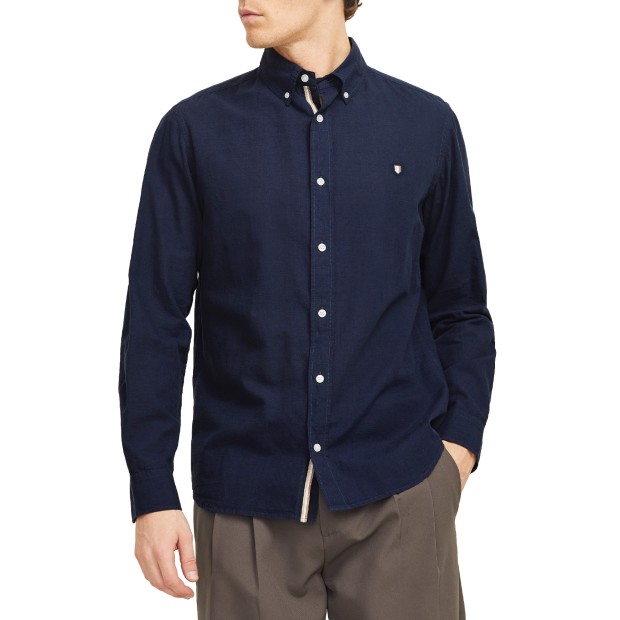 Jack & Jones Jprblusummer Shield L/s Shirt Ln Maritime Blue