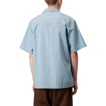 Carhartt Wip S/s Hendry Shirt Seaton Stripe, Frosted Blue  Mulberry