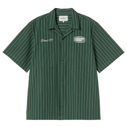 Carhartt Wip S/s Hendry Shirt Seaton Stripe, Conifer  Wax