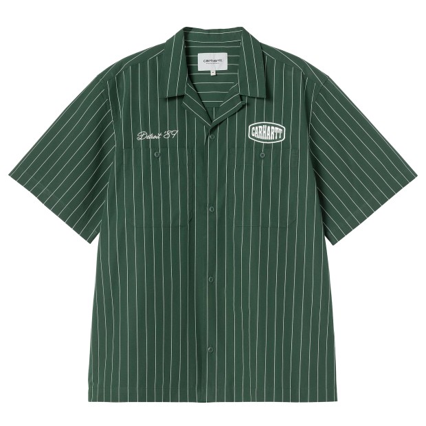 Carhartt Wip S/s Hendry Shirt Seaton Stripe, Conifer  Wax