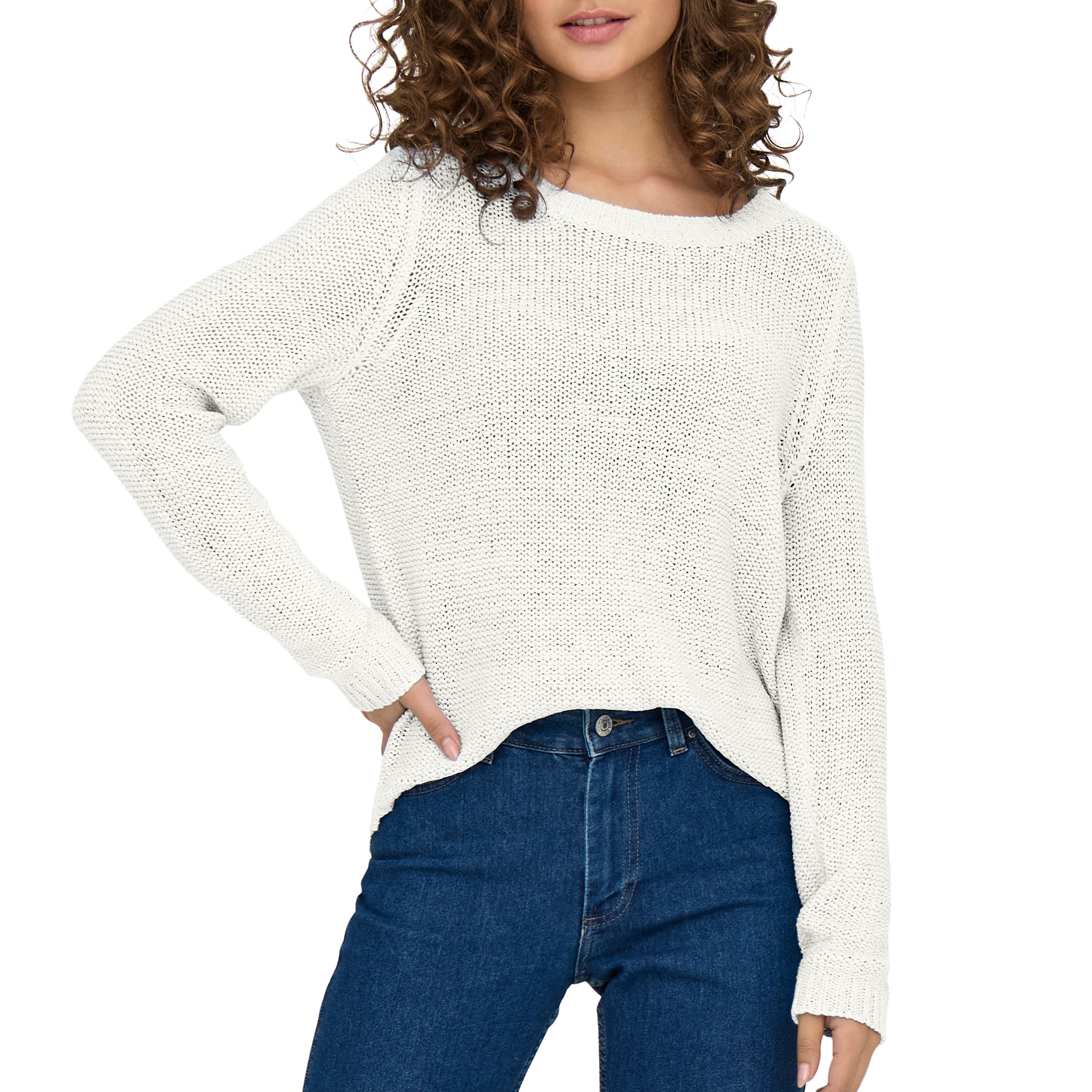 Only Onlgeena Xo L/s Pullover Knt Noos Cloud Dancer