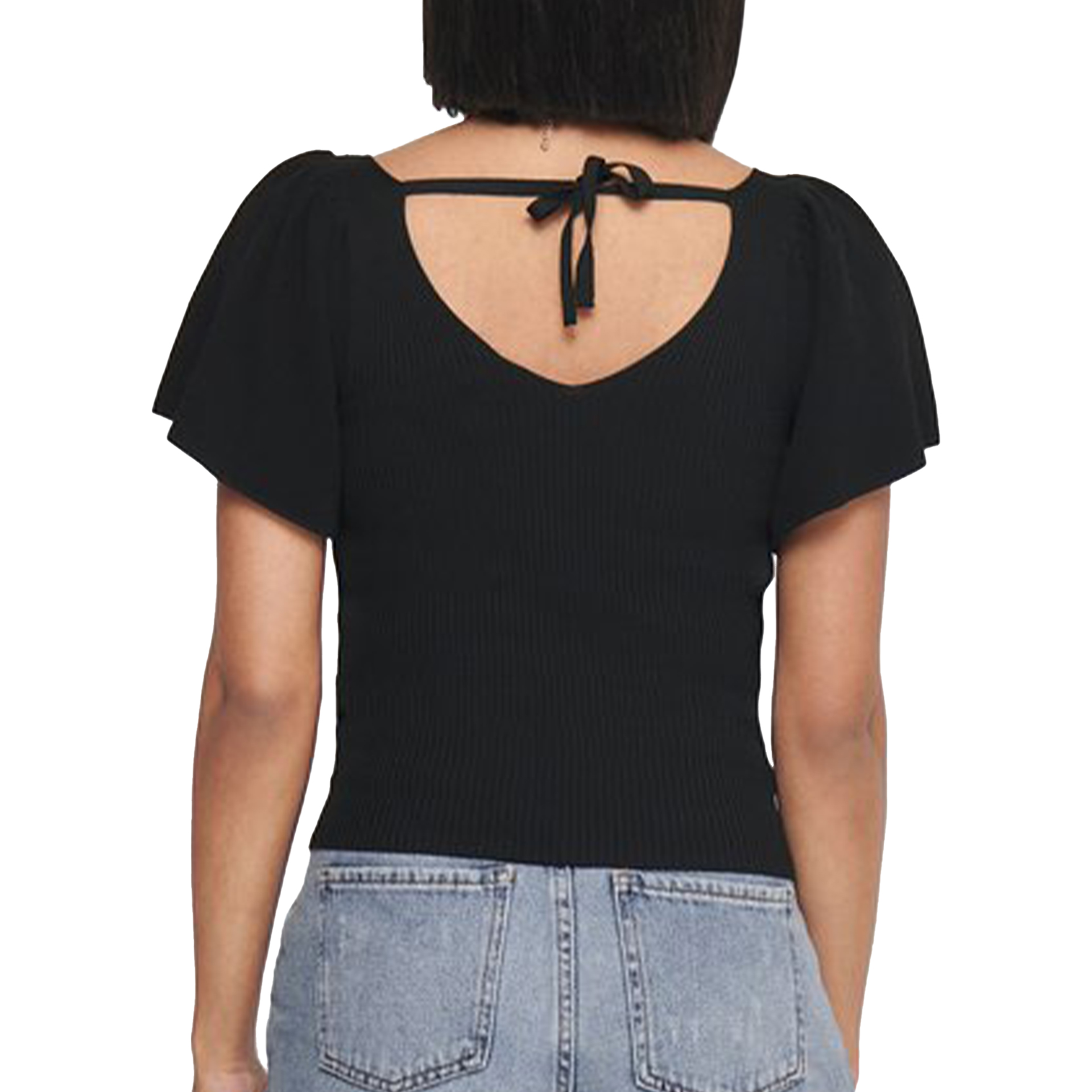 Only Onlleelo S/s Back Pullover Knt Noos Black