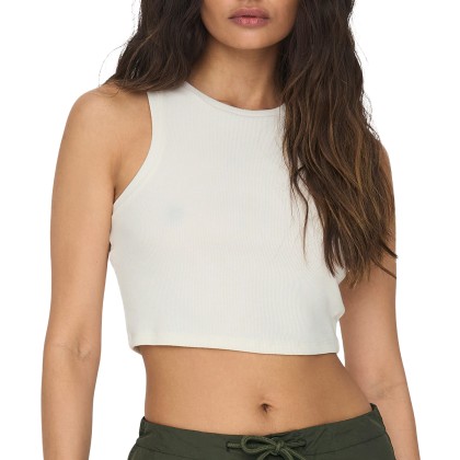 Only Onlvilma S/l Cropped Tank Top Jrs Noos Cloud Dancer