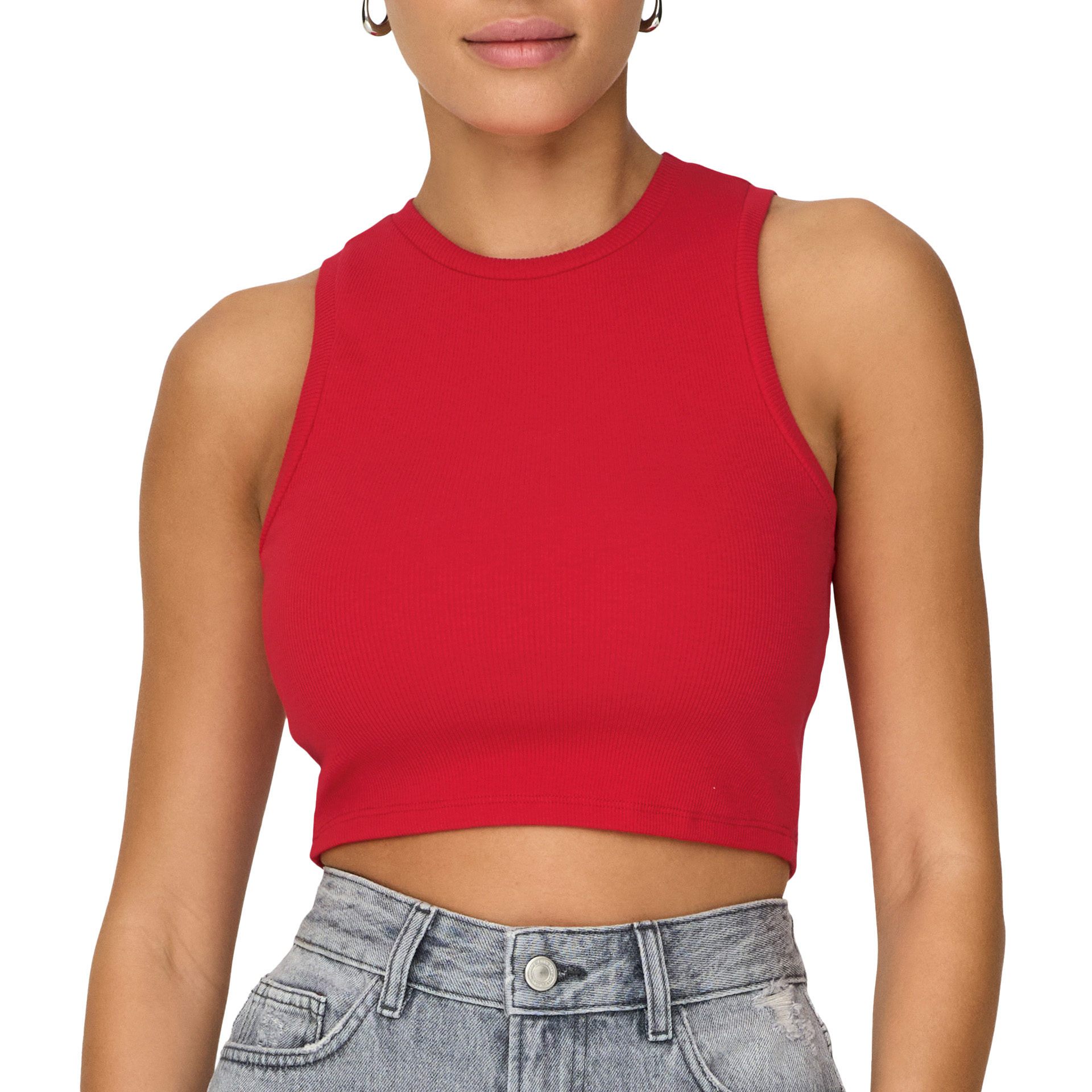 Only Onlvilma S/l Cropped Tank Top Jrs Noos High Risk Red
