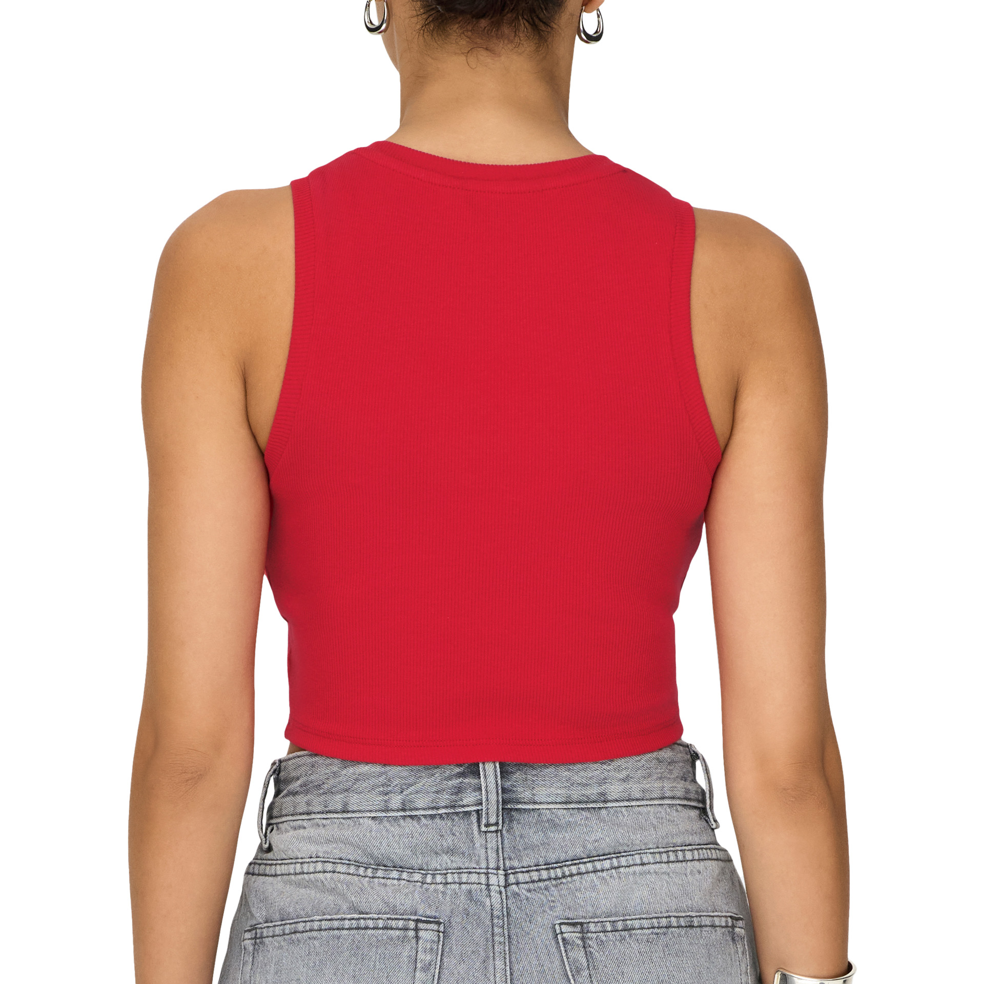 Only Onlvilma S/l Cropped Tank Top Jrs Noos High Risk Red