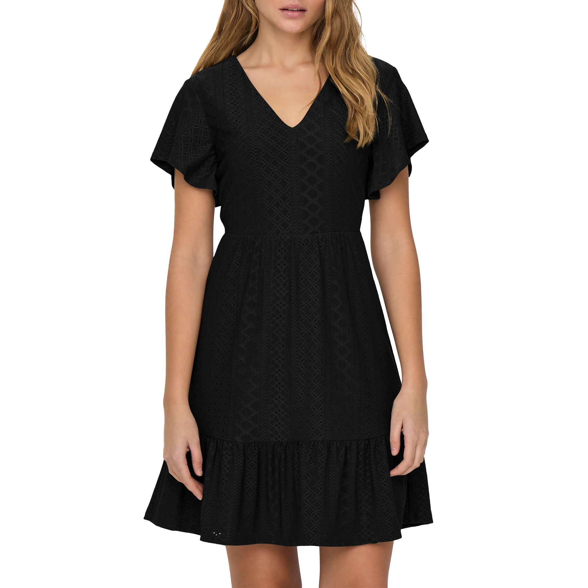 Only Onlsandra S/s V-neck Dress Jrs Black