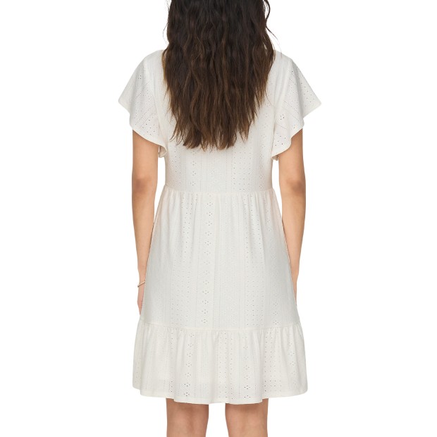Only Onlsandra S/s V-neck Dress Jrs Cloud Dancer