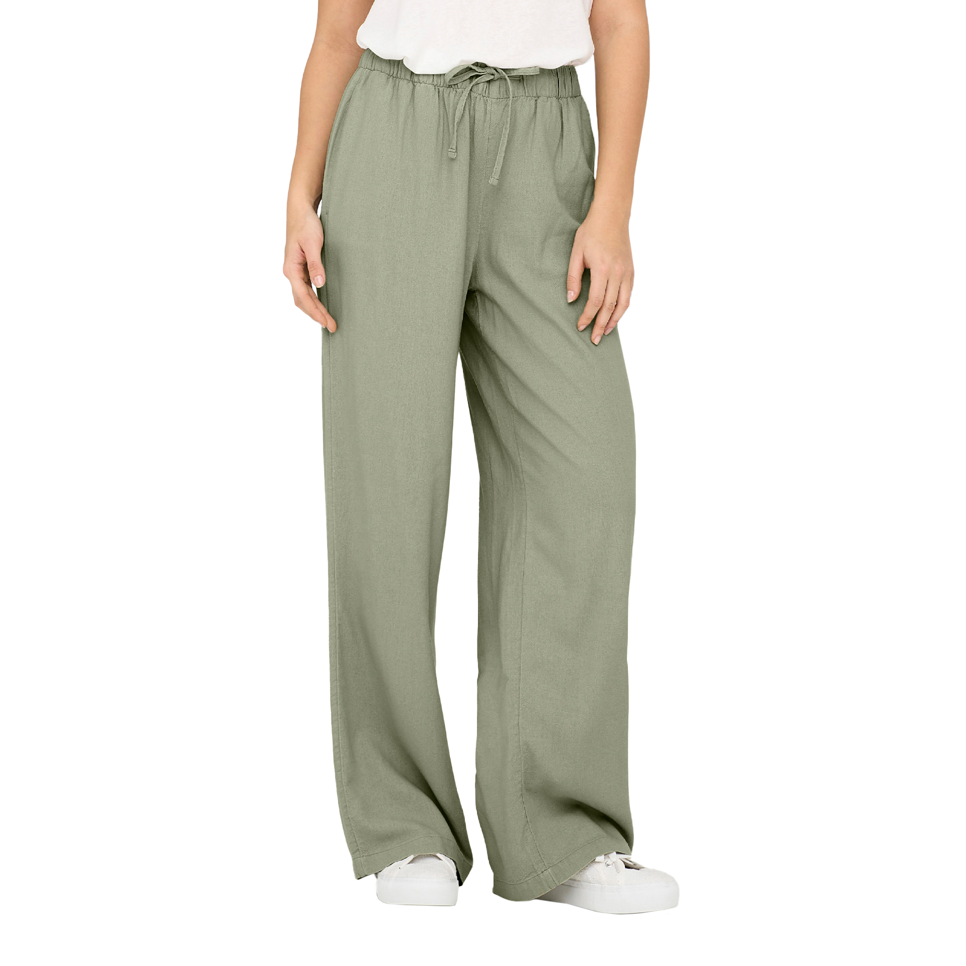 Only Onlcaro Mw Linen Bl Pull-up Pant Cc Pnt Tea