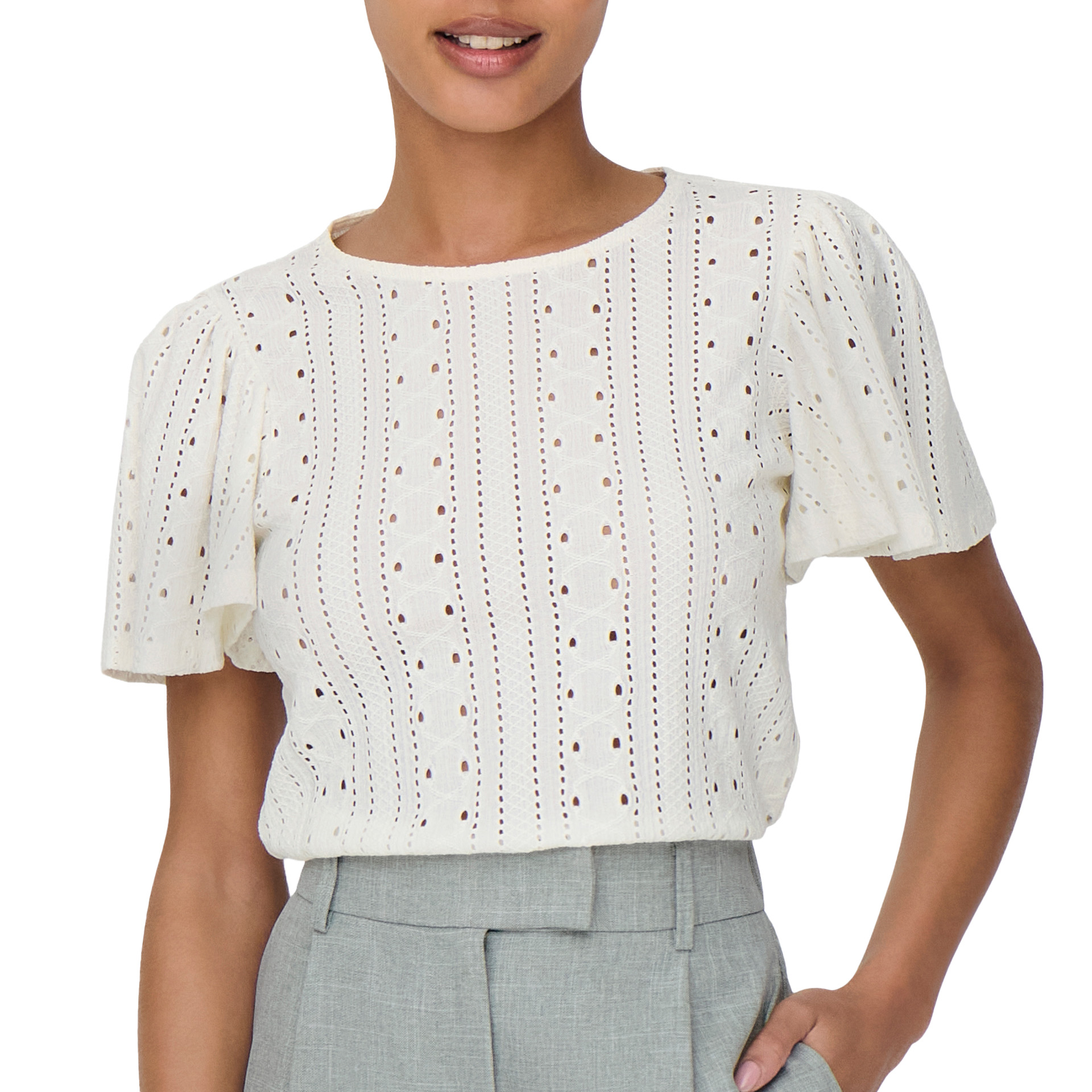 Only Onlriverside S/s Flaired Top Jrs Cloud Dancer