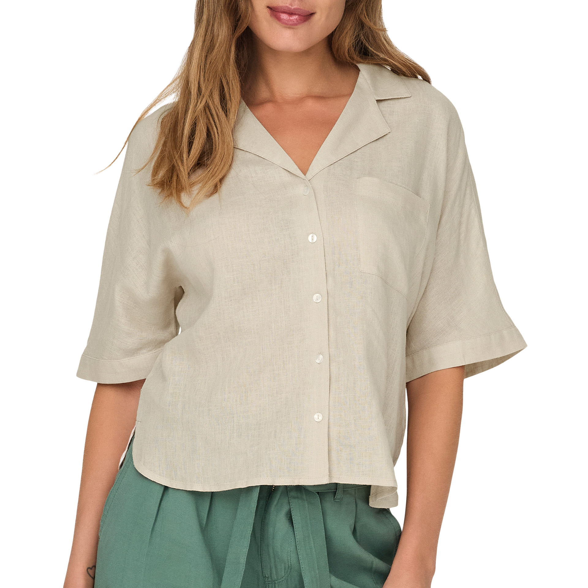 Only Onltokyo Life Ss Linen Bl Shirt Pnt Noos Moonbeam