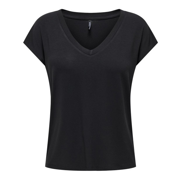 Only Onlrilla S/s V-neck Top Jrs Black