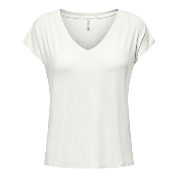 Only Onlrilla S/s V-neck Top Jrs Cloud Dancer