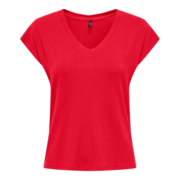Only Onlrilla S/s V-neck Top Jrs True Red