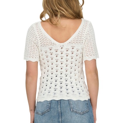 Only Onlbecca Life Ss V-neck Top Knt Cloud Dancer Only Onlbecca Life Ss V-neck Top Knt Cloud Dancer