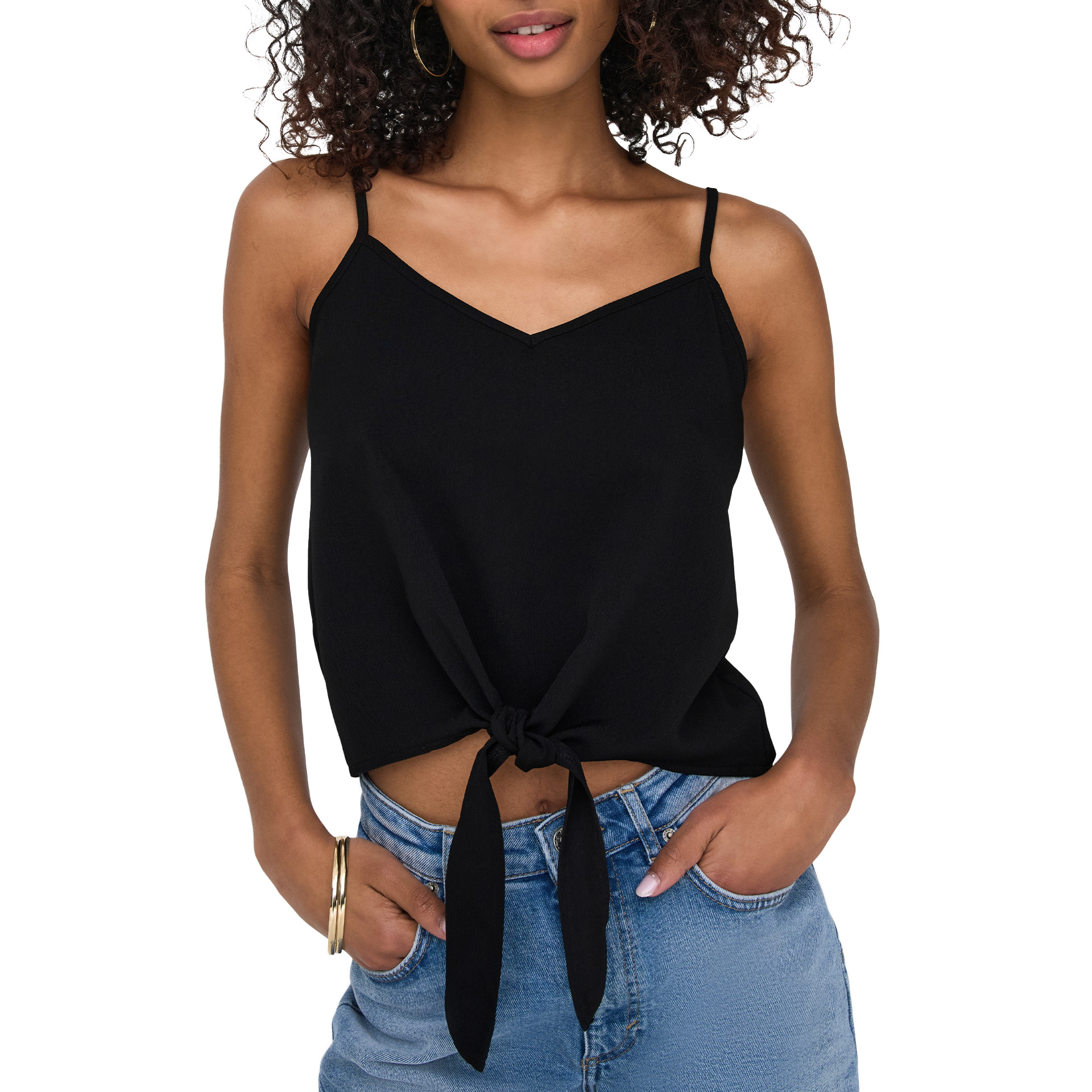 Only Onlnova Life Elite Knot Singlet Solid Black