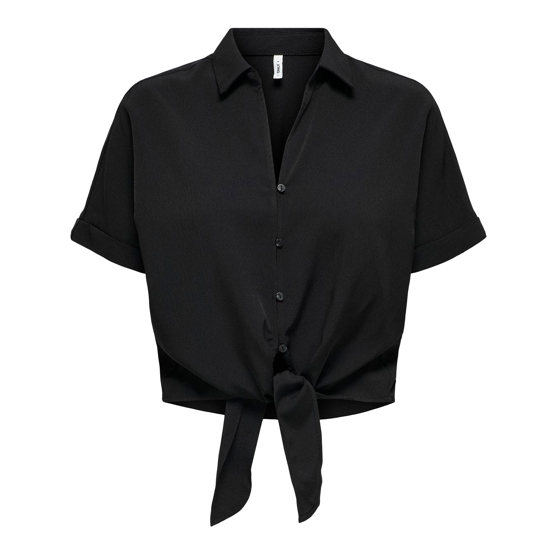 Only Onlnova Life Elite S/s Knot Shirt Solid Black