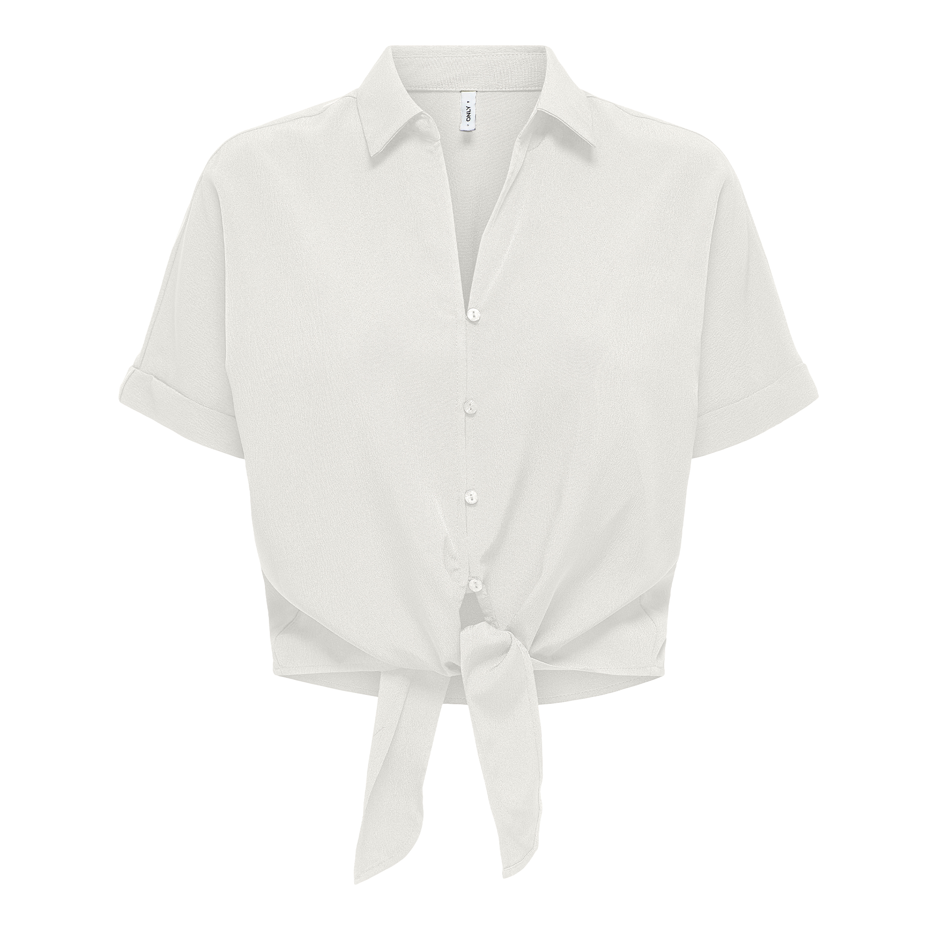 Only Onlnova Life Elite S/s Knot Shirt Solid Cloud Dancer