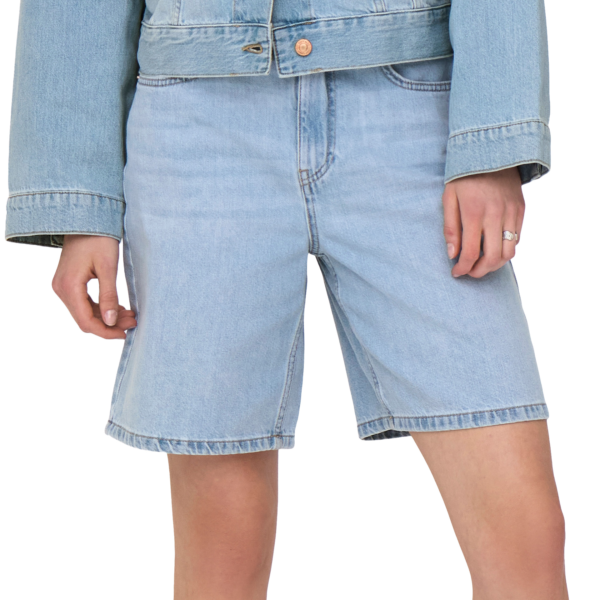 Only Onlrobyn Hw Long Shorts Dnm Pim Oy Light Blue Denim