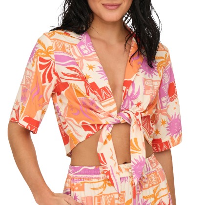 Only Onlzuffy Life S/s Knot Shirt Ptm Firecracker Viva La Beach