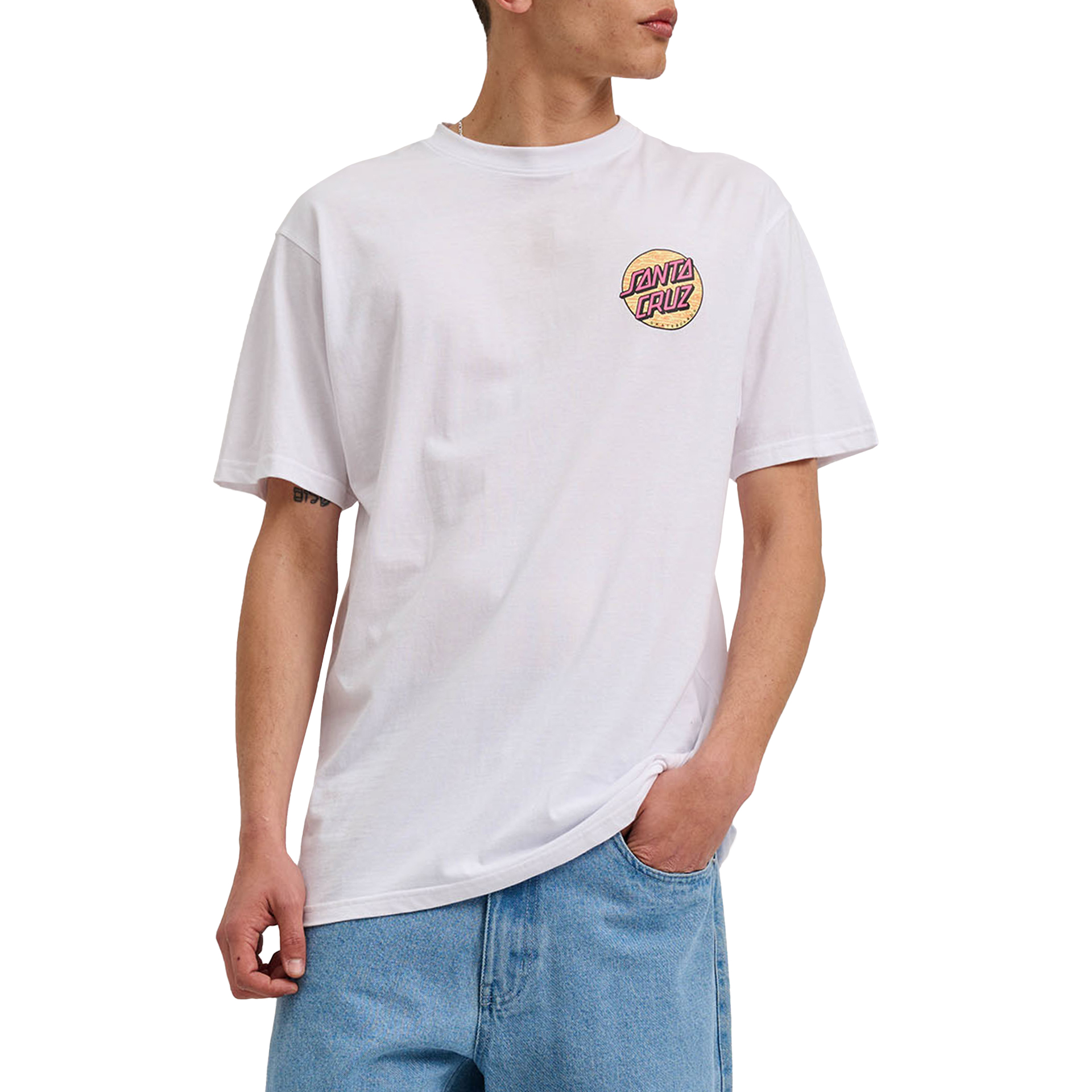 Santa Cruz T-shirt Wagon Dot Chest White