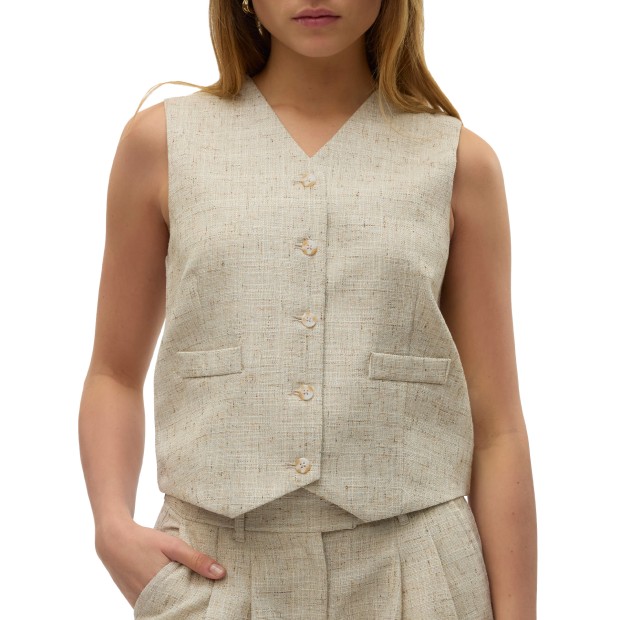 Vero Moda Vmmaj Sl Short Waistcoat Oatmeal Melange As Offer Sample