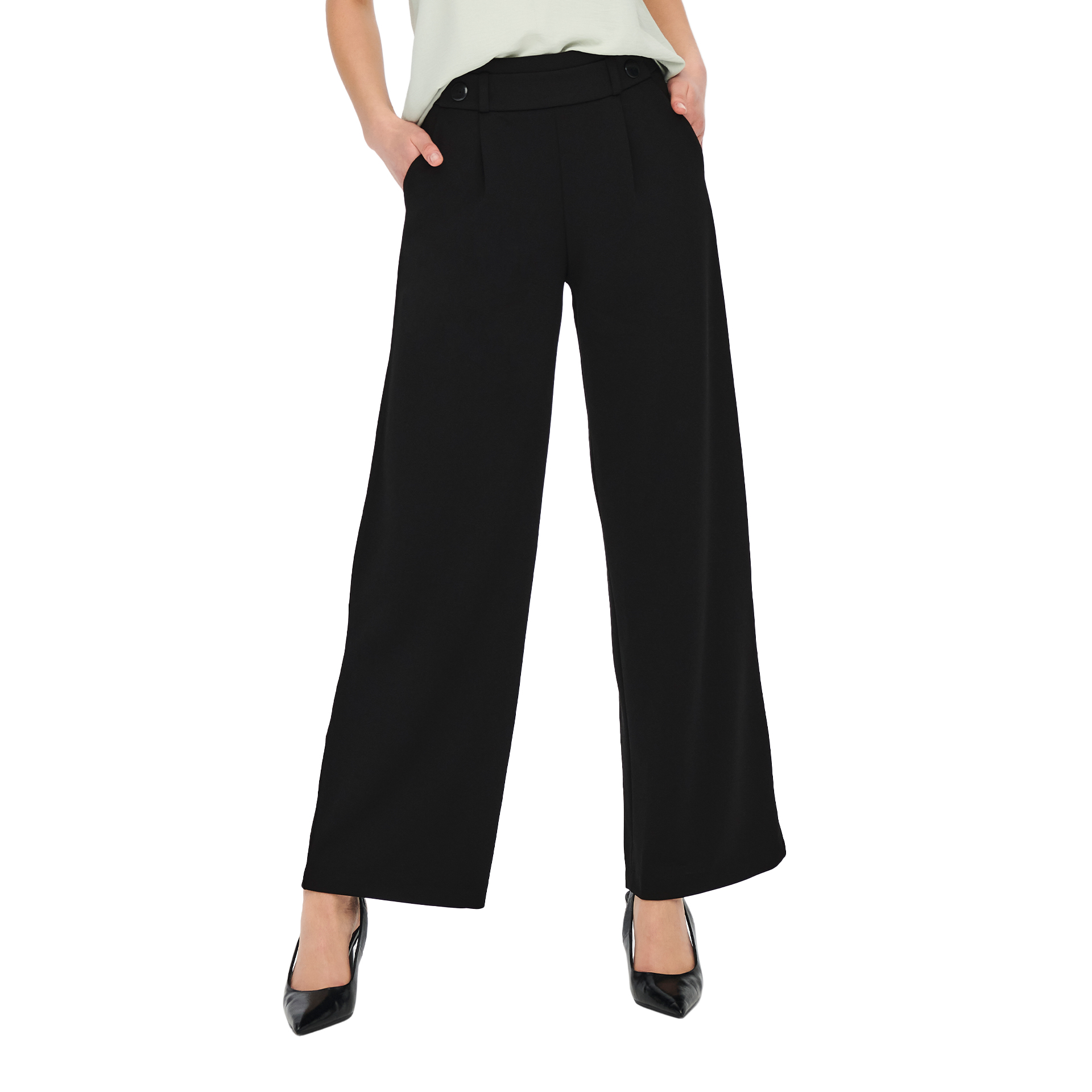 JDY Calça Geggo Life New Black Black Buttons