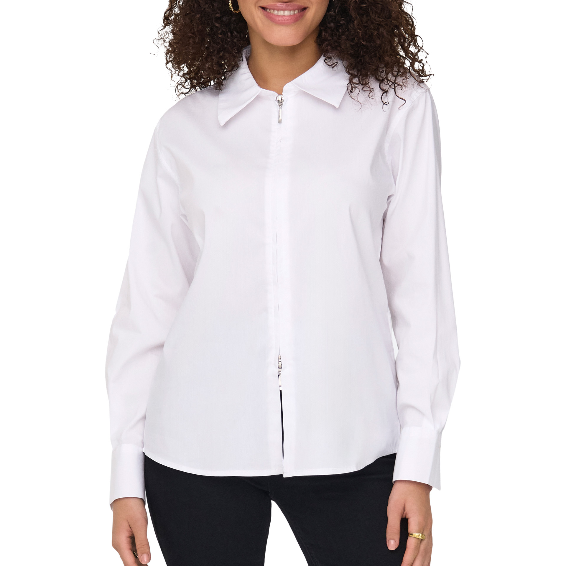 JDY Jdymio L/s Zip Shirt Wvn Exp White