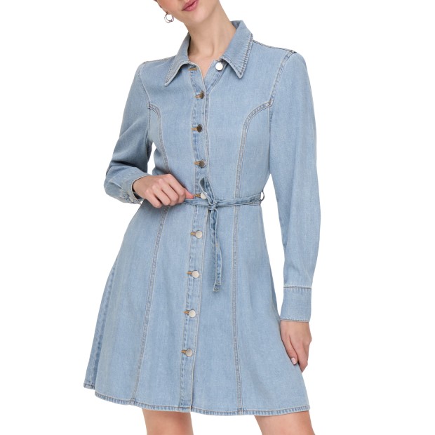 JDY Jdykamma Ls Belt Short Dress Dnm Light Blue Denim